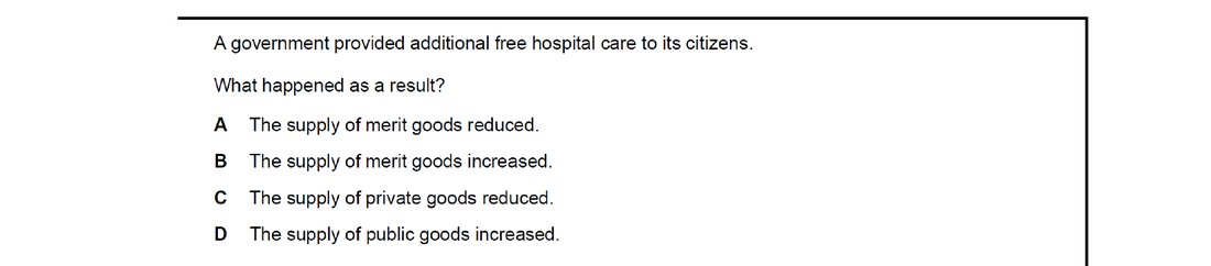 CIE 9708 Economics multiple-choice question on Classification of Goods and Services (image 5)