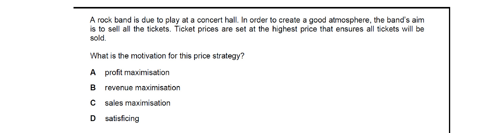 CIE 9708 Economics multiple-choice question on Differing Objectives and Policies of Firms (image 3)
