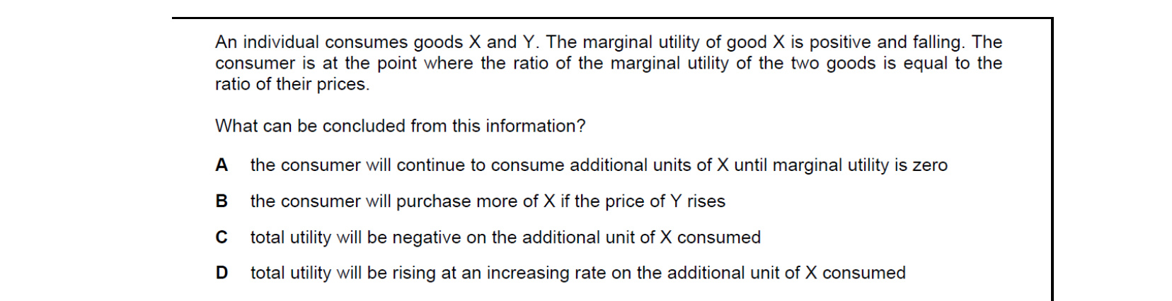 CIE 9708 Economics multiple-choice question on Utility (image 8)