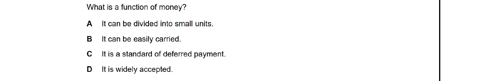 CIE 9708 Economics multiple-choice question on Money and Banking (image 1)