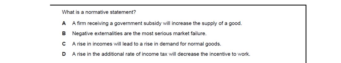 CIE 9708 Economics multiple-choice question on Economic Methodology (image 3)