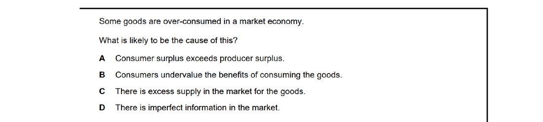 CIE 9708 Economics multiple-choice question on Consumer and Producer Surplus (image 2)