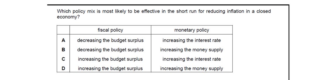 CIE 9708 Economics multiple-choice question on Monetary Policy (image 10)