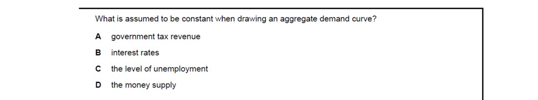 CIE 9708 Economics multiple-choice question on Aggregate Demand and Aggregate Supply Analysis (image 9)
