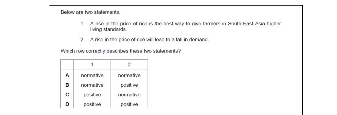 CIE 9708 Economics multiple-choice question on Economic Methodology (image 7)