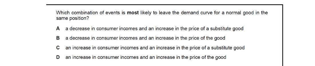 CIE 9708 Economics multiple-choice question on Demand and Supply Curves (image 3)