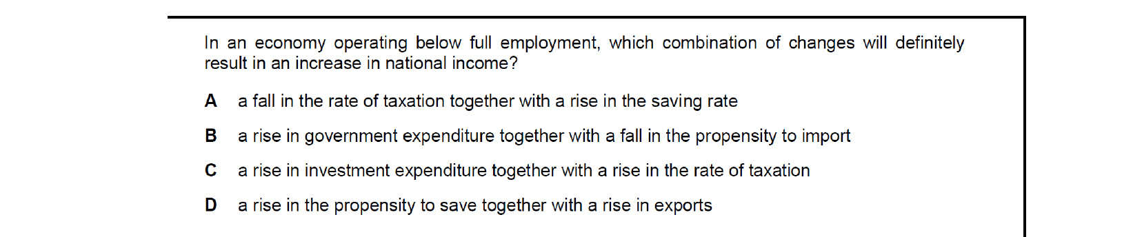 CIE 9708 Economics multiple-choice question on The Circular Flow of Income (image 8)