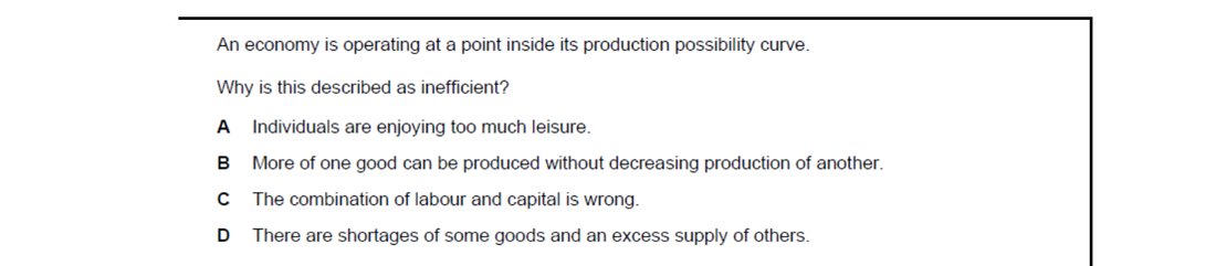 CIE 9708 Economics multiple-choice question on Production Possibility Curves (image 7)