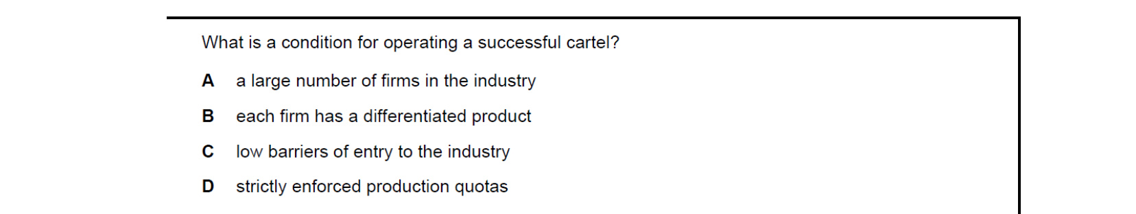 CIE 9708 Economics multiple-choice question on Growth and Survival of Firms (image 8)