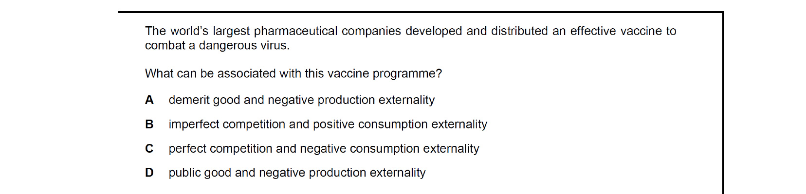 CIE 9708 Economics multiple-choice question on Different Market Structures (image 4)
