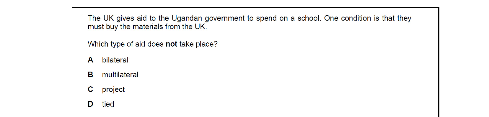CIE 9708 Economics multiple-choice question on Relationship Between Countries at Different Levels of Development (image 7)