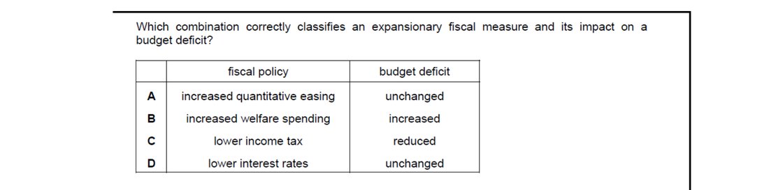 CIE 9708 Economics multiple-choice question on Fiscal Policy (image 7)