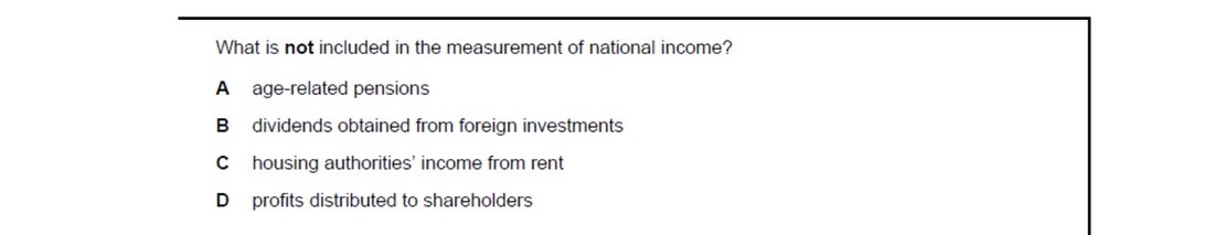 CIE 9708 Economics multiple-choice question on National Income Statistics (image 9)