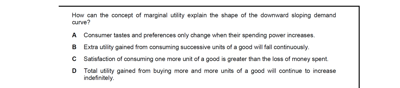 CIE 9708 Economics multiple-choice question on Utility (image 5)