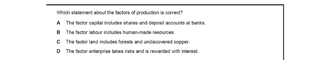 CIE 9708 Economics multiple-choice question on Factors of Production (image 6)