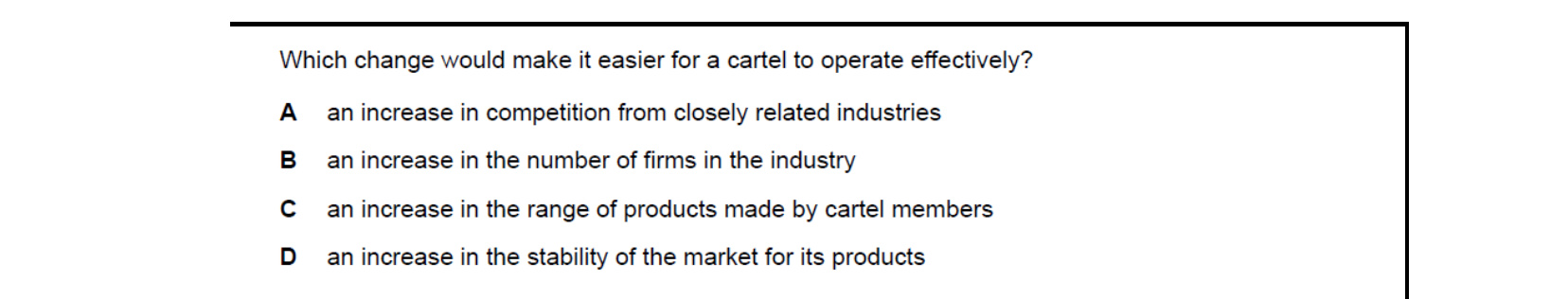 CIE 9708 Economics multiple-choice question on Growth and Survival of Firms (image 3)