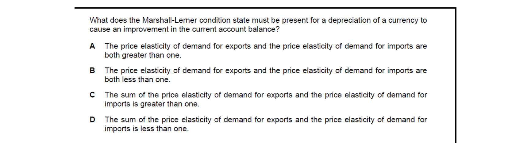 CIE 9708 Economics multiple-choice question on Exchange Rates (image 10)