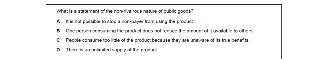 CIE 9708 Economics multiple-choice question on Classification of Goods and Services (image 10)