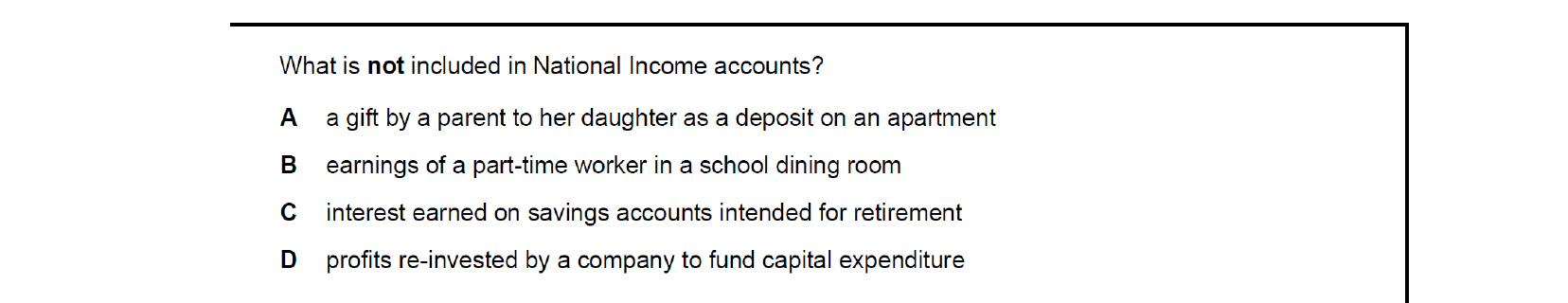 CIE 9708 Economics multiple-choice question on The Circular Flow of Income (image 7)