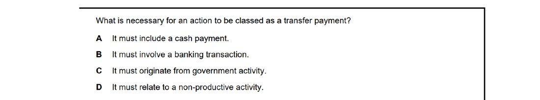 CIE 9708 Economics multiple-choice question on Addressing Income and Wealth Inequality (image 2)