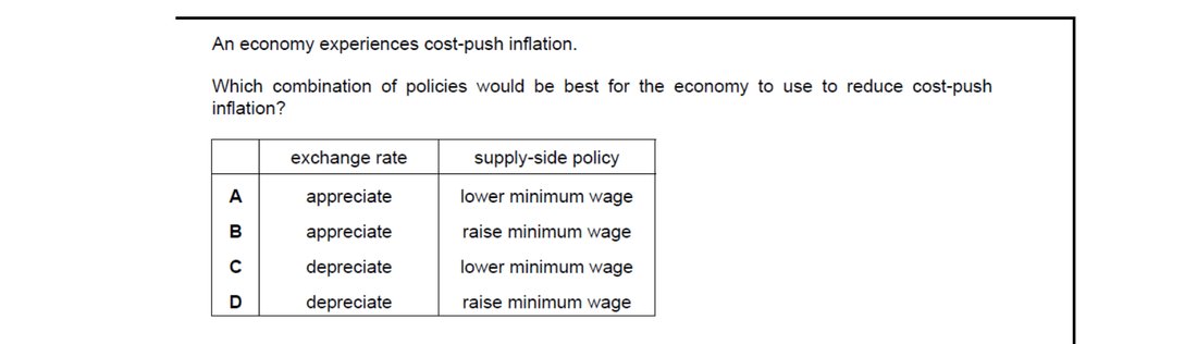 CIE 9708 Economics multiple-choice question on Supply-side Policy (image 7)
