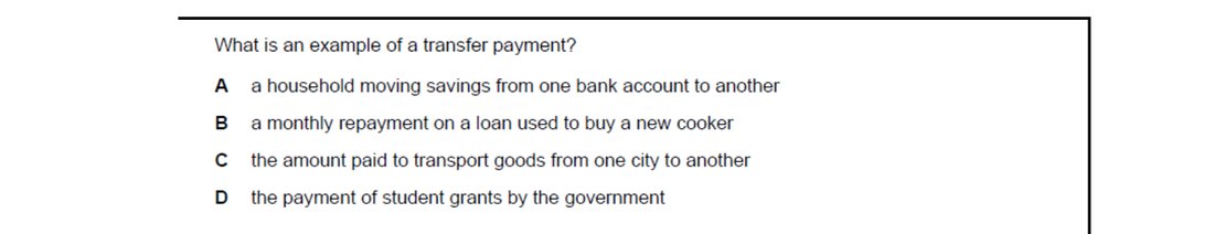 CIE 9708 Economics multiple-choice question on Addressing Income and Wealth Inequality (image 9)
