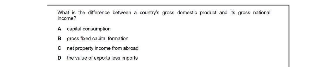 CIE 9708 Economics multiple-choice question on National Income Statistics (image 6)