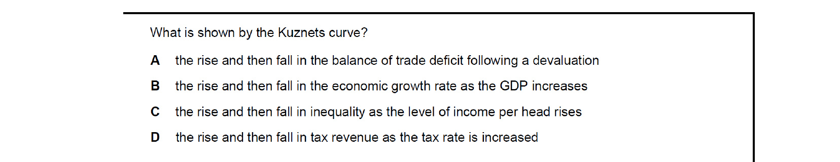 CIE 9708 Economics multiple-choice question on Economic Development (image 5)