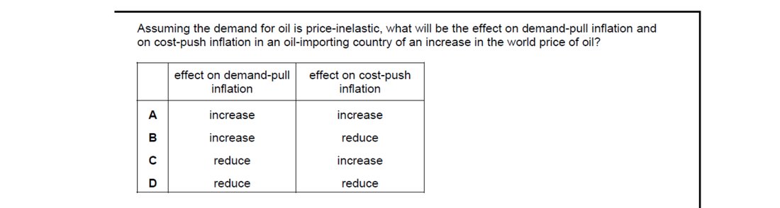 CIE 9708 Economics multiple-choice question on Price Stability (image 3)