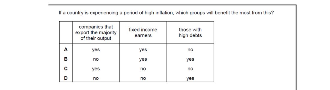 CIE 9708 Economics multiple-choice question on Price Stability (image 2)