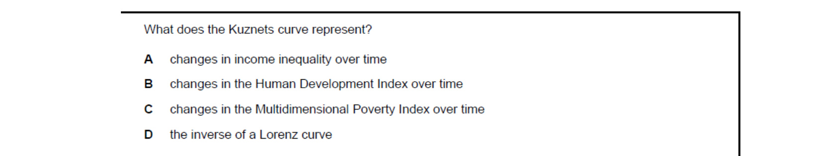 CIE 9708 Economics multiple-choice question on Economic Development (image 3)