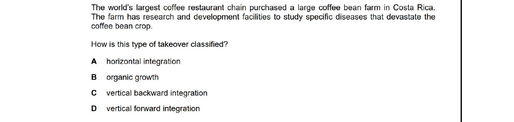 CIE 9708 Economics multiple-choice question on Growth and Survival of Firms (image 1)