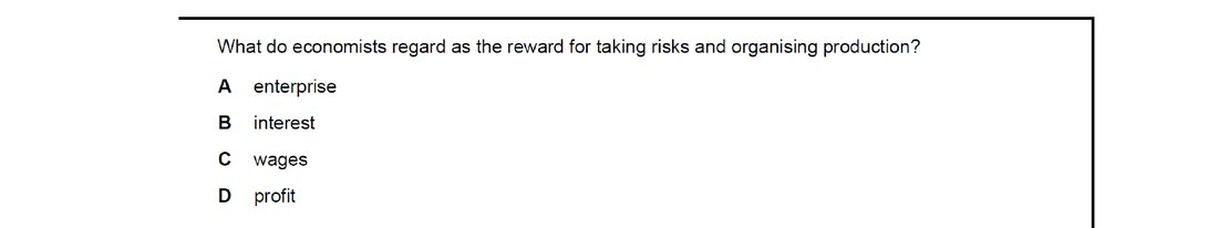 CIE 9708 Economics multiple-choice question on Factors of Production (image 10)