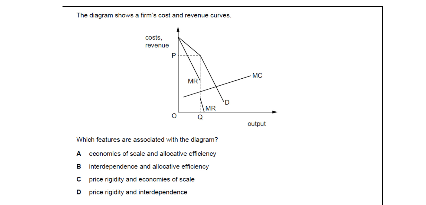 CIE 9708 Economics multiple-choice question on Differing Objectives and Policies of Firms (image 9)