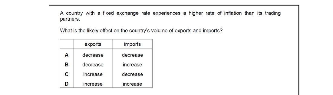 CIE 9708 Economics multiple-choice question on Price Stability (image 6)