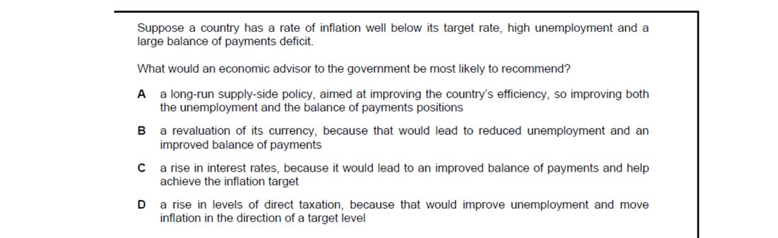 CIE 9708 Economics multiple-choice question on Supply-side Policy (image 5)