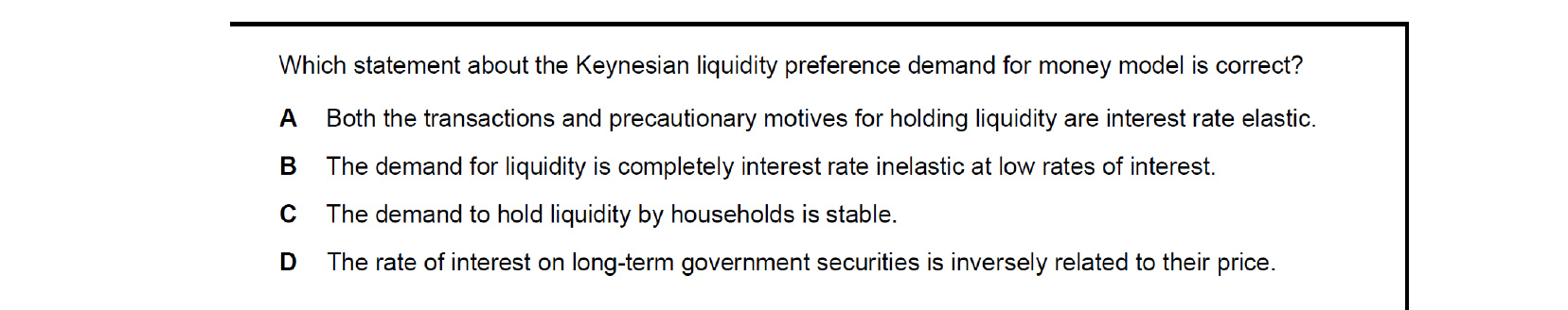 CIE 9708 Economics multiple-choice question on Money and Banking (image 5)