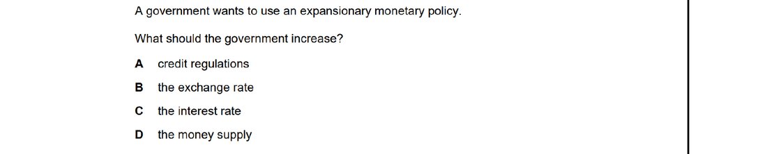 CIE 9708 Economics multiple-choice question on Monetary Policy (image 1)