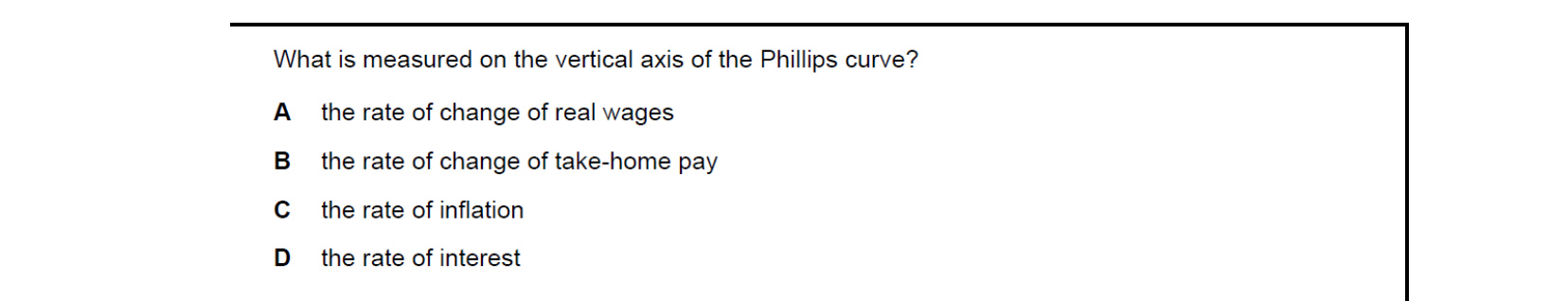 CIE 9708 Economics multiple-choice question on Links Between Macroeconomic Problems and Their Interrelatedness (image 9)