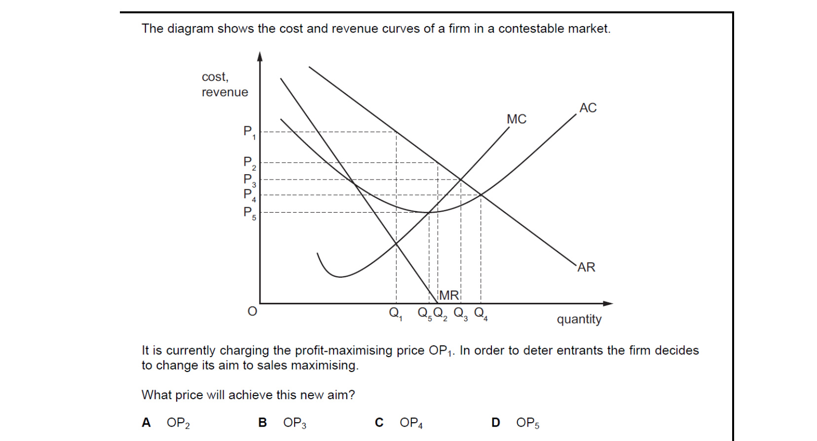 CIE 9708 Economics multiple-choice question on Differing Objectives and Policies of Firms (image 6)