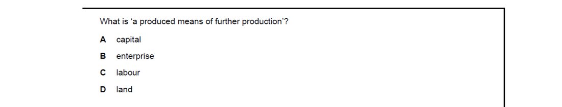 CIE 9708 Economics multiple-choice question on Factors of Production (image 2)