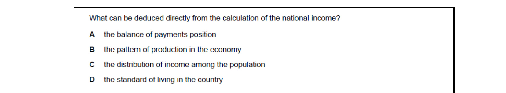 CIE 9708 Economics multiple-choice question on Economic Development (image 7)