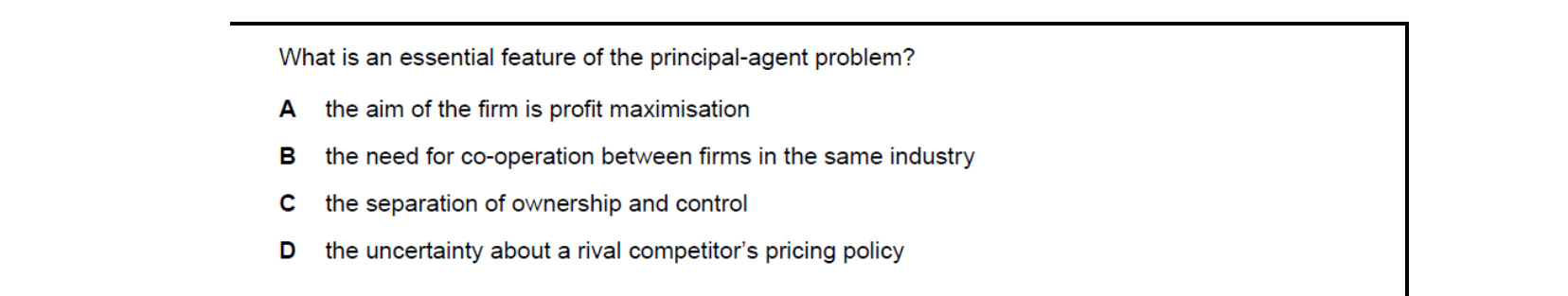 CIE 9708 Economics multiple-choice question on Growth and Survival of Firms (image 10)