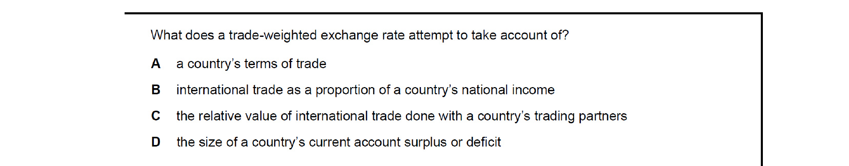 CIE 9708 Economics multiple-choice question on Exchange Rates (image 3)