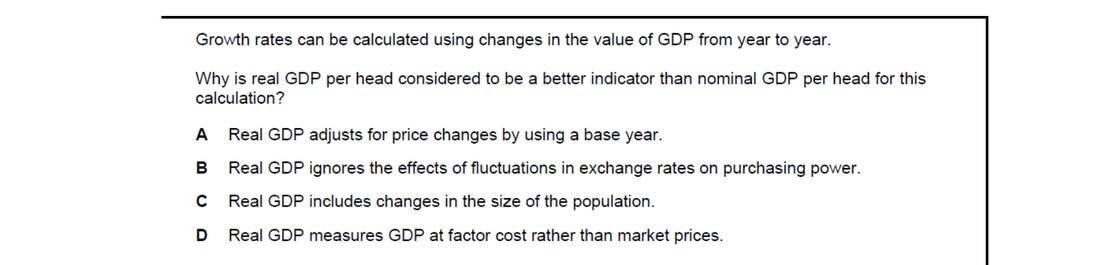 CIE 9708 Economics multiple-choice question on Economic Growth (image 9)