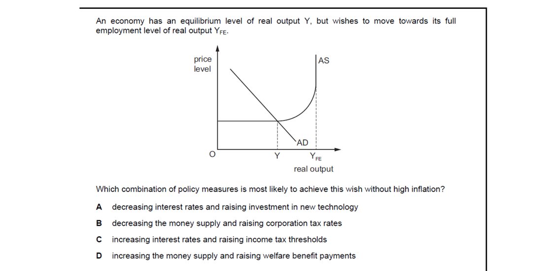 CIE 9708 Economics multiple-choice question on Supply-side Policy (image 9)