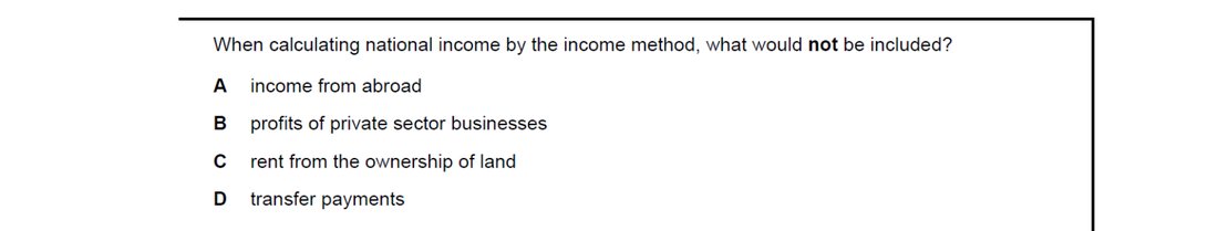 CIE 9708 Economics multiple-choice question on National Income Statistics (image 8)