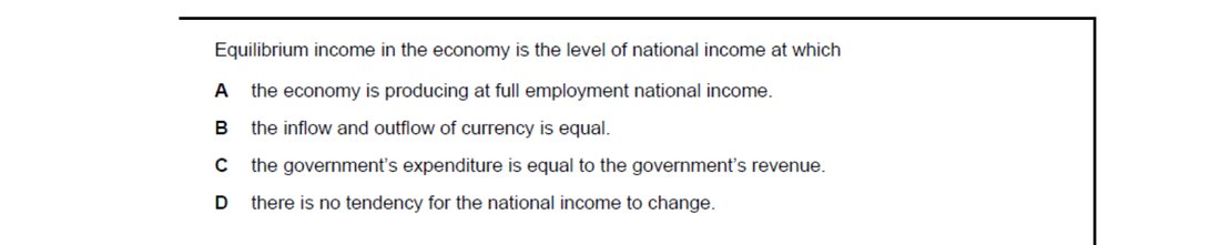 CIE 9708 Economics multiple-choice question on Introduction to the Circular Flow of Income (image 9)