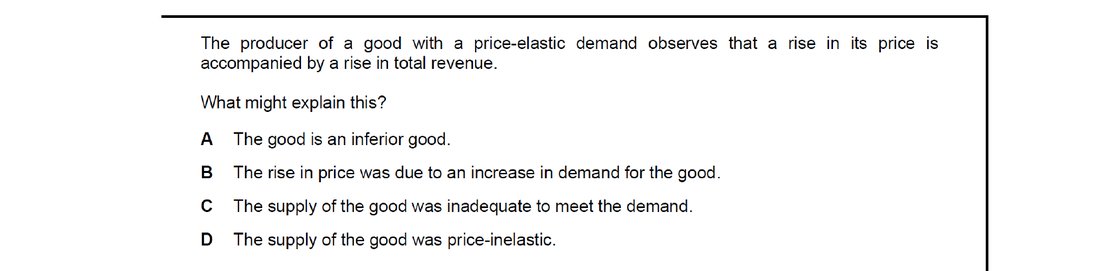 CIE 9708 Economics multiple-choice question on The Interaction of Demand and Supply (image 9)
