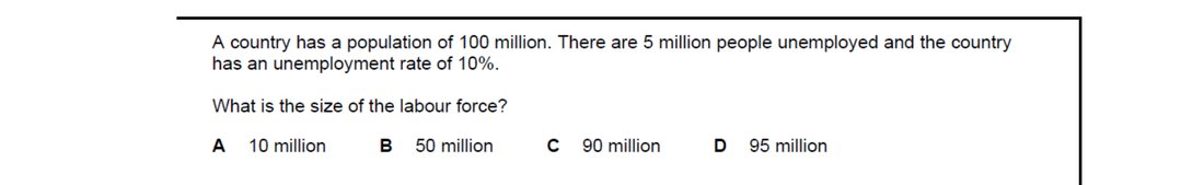 CIE 9708 Economics multiple-choice question on Unemployment (image 9)